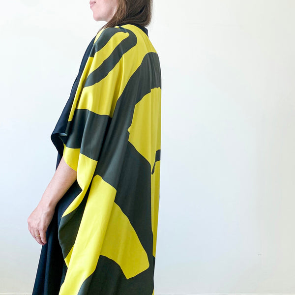 Yellow Arabic Calligraphy Kaftan