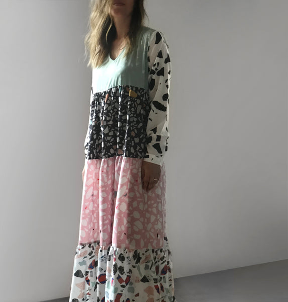 Terrazo dress with sleeves